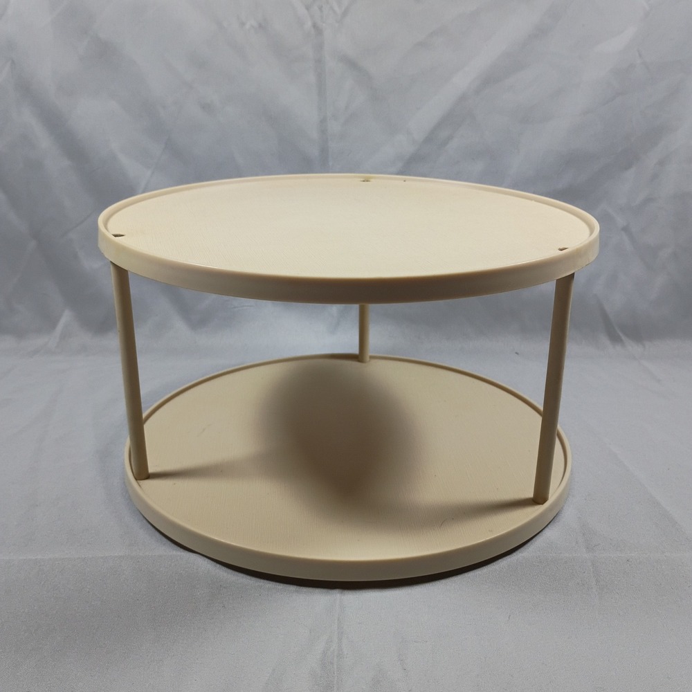 Vintage Rubbermaid 2 Tier Turntable Lazy Susan Beige Plastic JB1 2787 2709